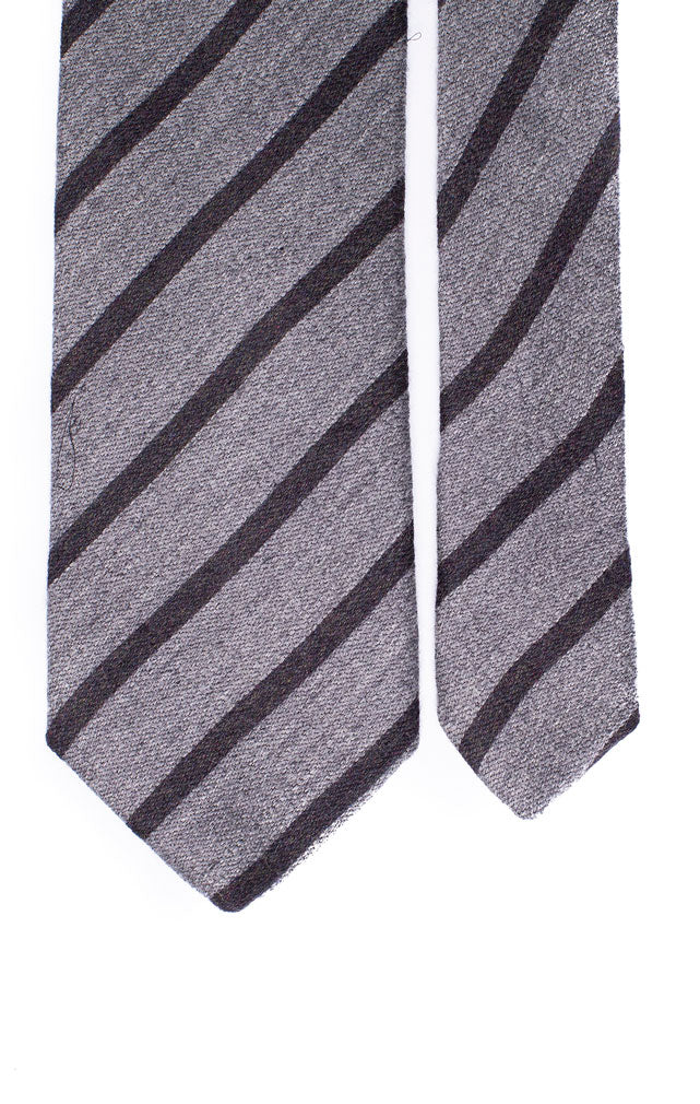 Cravatta Regimental di Lana Grigio con Righe Nere Made in Italy Graffeo Cravatte Pala