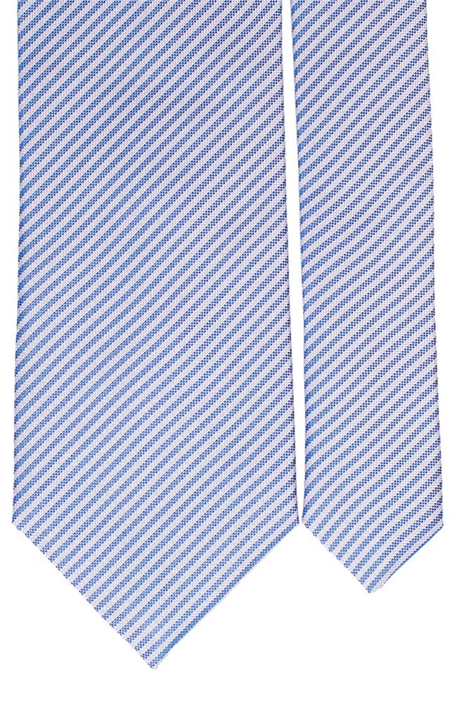 Cravatta Regimental di Seta Bianca Bluette Made in Italy Graffeo Cravatte Pala