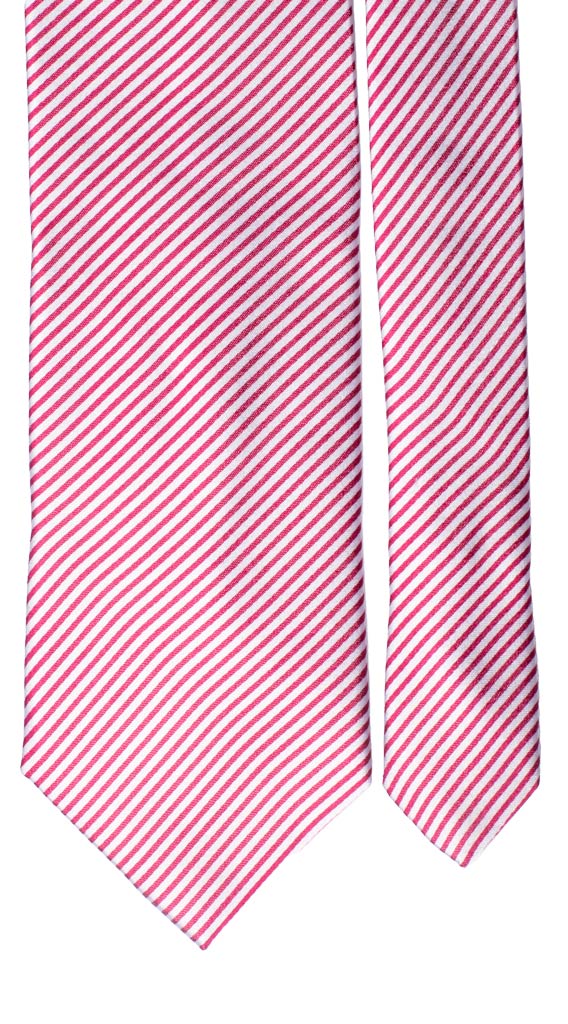Cravatta Regimental di Seta Bianca Rosso Corallo Made in Italy Graffeo Cravatte Pala