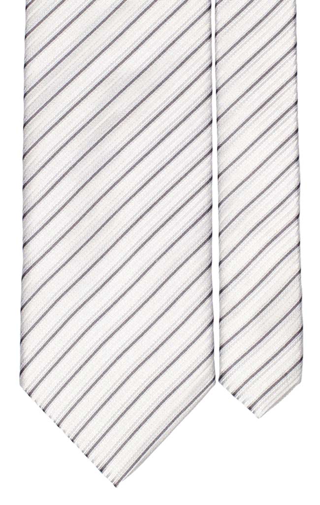 Cravatta Regimental di Seta Bianco Grigio Made in Italy Graffeo Cravatte Pala