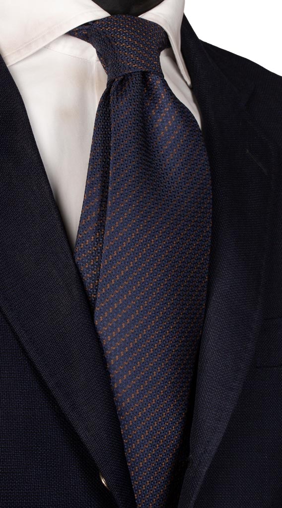 Cravatta Regimental di Seta Righe Blu Marrone Tono su Tono Made in Italy graffeo Cravatte