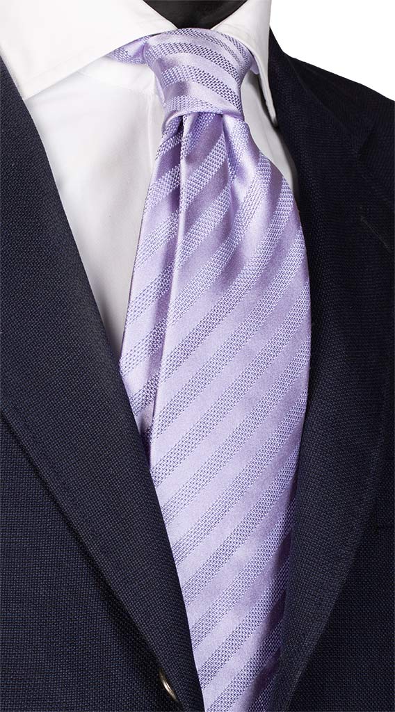 Cravatta Regimental di Seta Glicine con Riga Tono su Tono Made in Italy Graffeo Cravatte