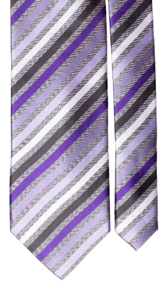 Cravatta Regimental di Seta Grigia Righe Multicolor Made in Italy Graffeo Cravatte Pala