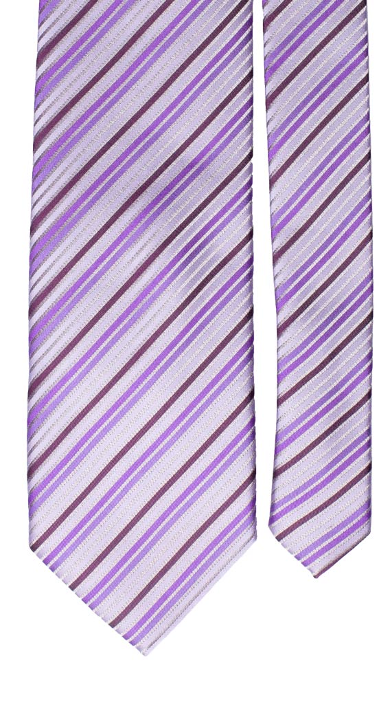 Cravatta Regimental di Seta Grigio Argento Viola Bordeaux Glicine Made in Italy graffeo Cravatte Pala