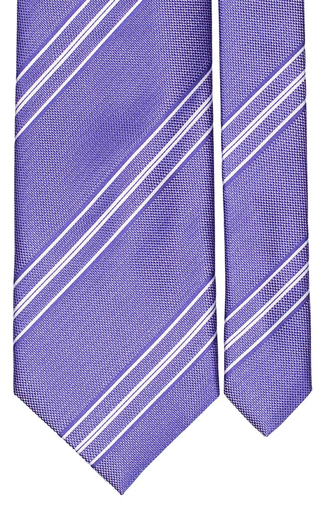 Cravatta Regimental di Seta Lavanda Bianco Made in Italy Graffeo Cravatte Pala