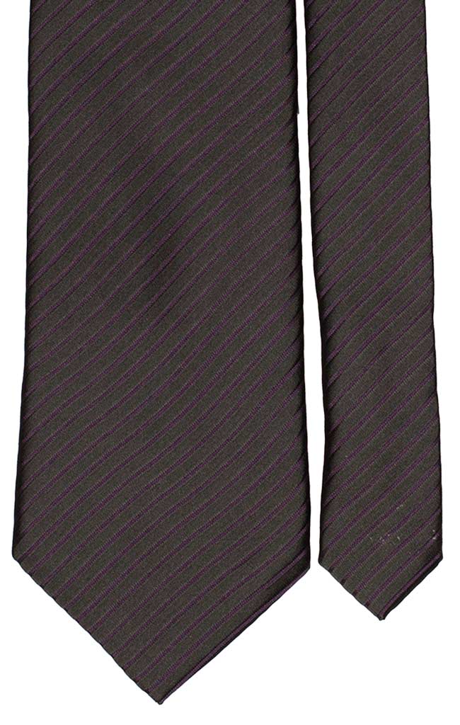 Cravatta Regimental di Seta Nera Viola Made in Italy Graffeo Cravatte Pala