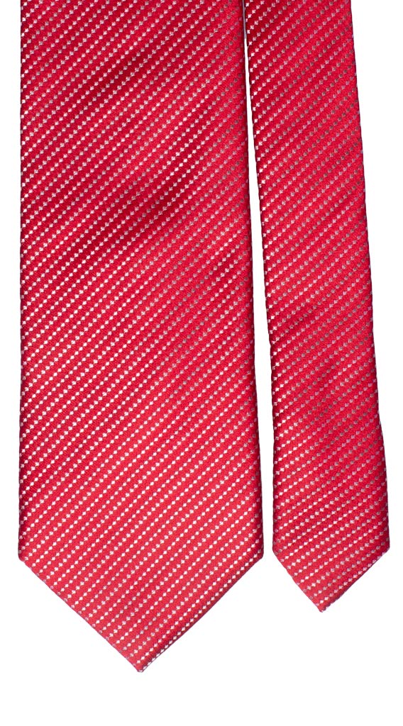 Cravatta Regimental di Seta Rossa Bianca Tortora Made in Italy graffeo Cravatte Pala