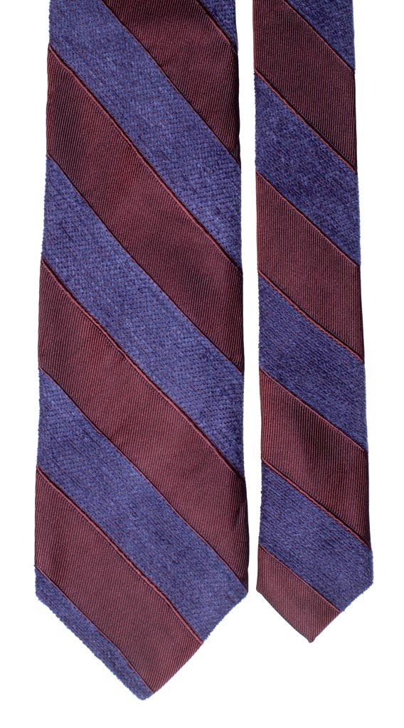 Cravatta Regimental in Lana Seta Bluette Bordeaux Made in Italy graffeo Cravatte Pala