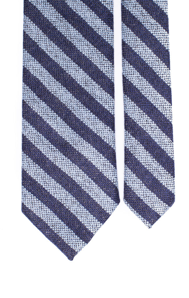 Cravatta Regimental in Lana Seta con Righe Celesti Blu Made in Italy Graffeo Cravatte Pala