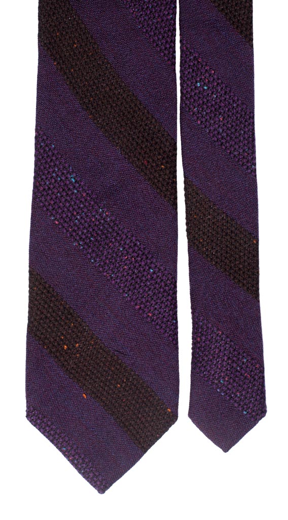 Cravatta Regimental in Lana Seta effetto Tweed Viola Marrone Made in Italy graffeo Cravatte Pala