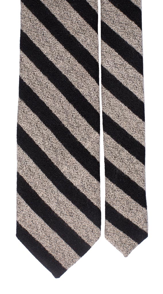 Cravatta Regimental in Seta Cashmere Grigia Beige Nera Made in Italy Graffeo Cravatte Pala