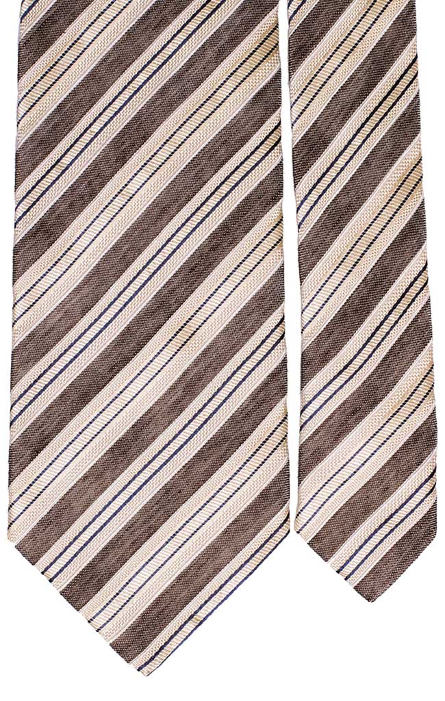 Cravatta Regimental in Seta Lino Tortora Beige Chiaro Blu Made in Italy Graffeo Cravatte Pala
