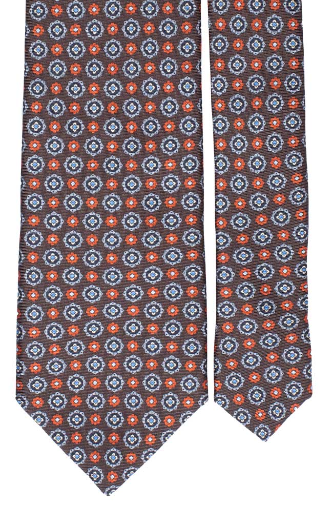 Cravatta Stampa di Seta Grigia Fantasia Azzurro Ruggine Made in Italy Graffeo Cravatte Pala