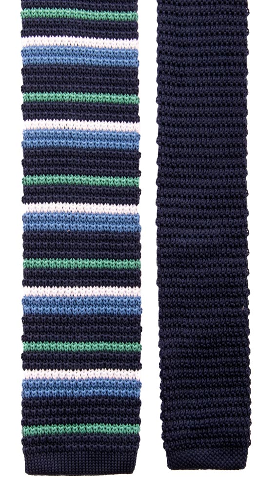Cravatta Tricot in Maglia di Seta Blu Righe Multicolor Made in Italy Graffeo Cravatte Pala