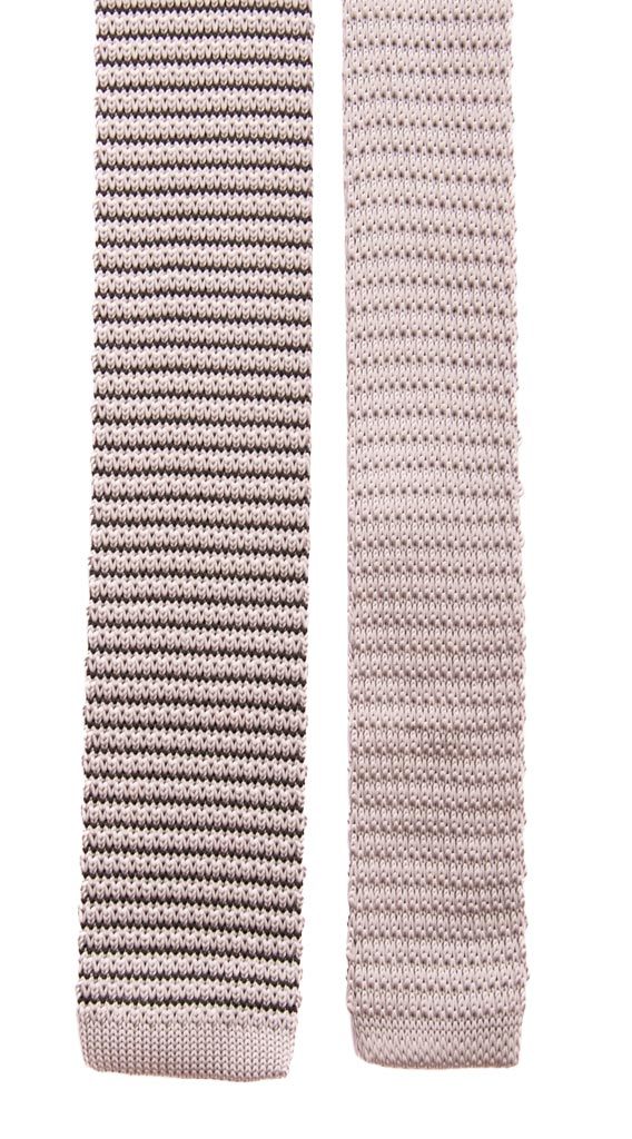 Cravatta Tricot in Maglia di Seta Grigia Riga Nera Made in Italy Graffeo Cravatte Pala