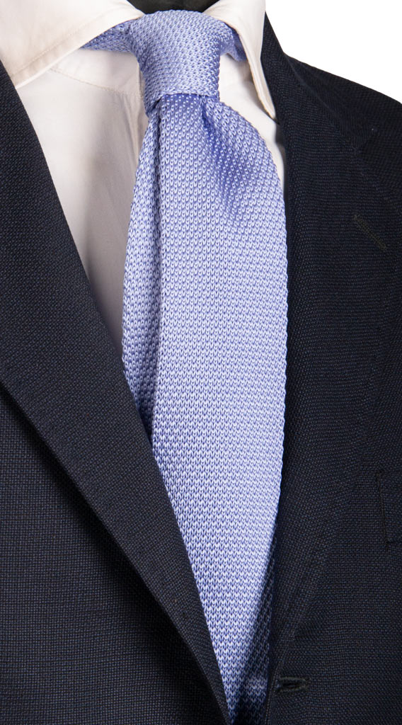 Cravatta Tricot in Maglia di Seta Lavanda Tinta Unita Made in Italy Graffeo Cravatte