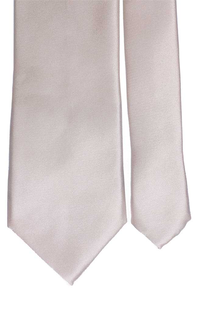 Cravatta Uomo Bianco Perla Tinta Unita Di Raso Made in Italy Graffeo Cravatte Pala