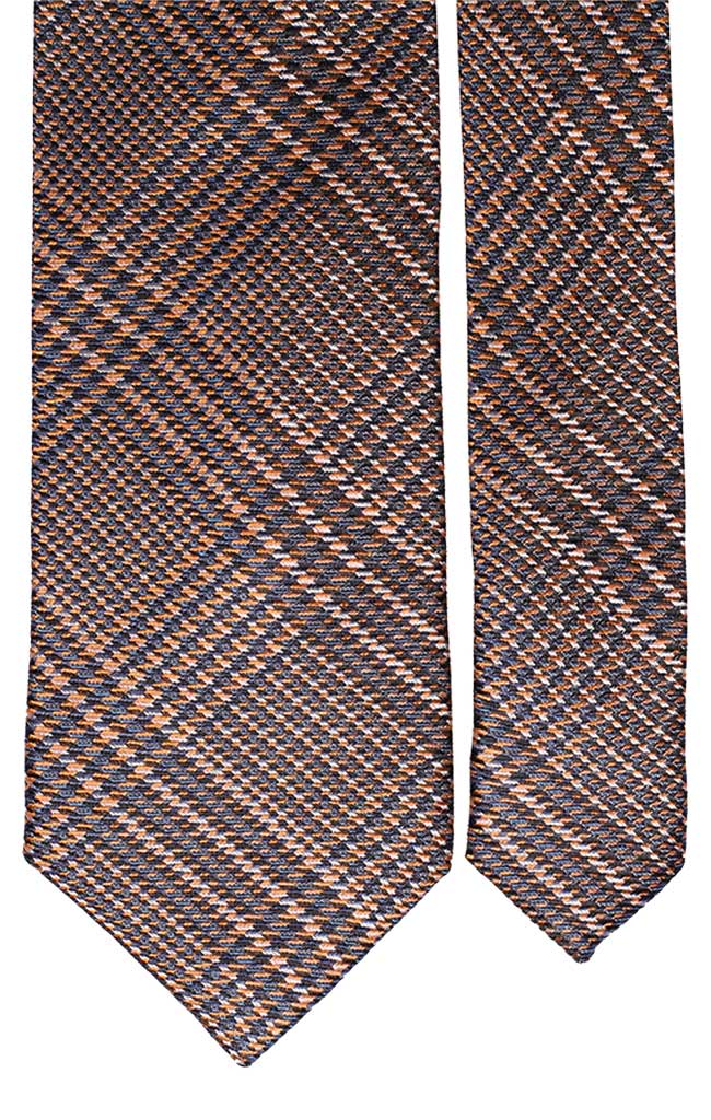 Cravatta Uomo Principe di Galles Arancione Blu e Bianco Made in Italy Graffeo Cravatte Pala