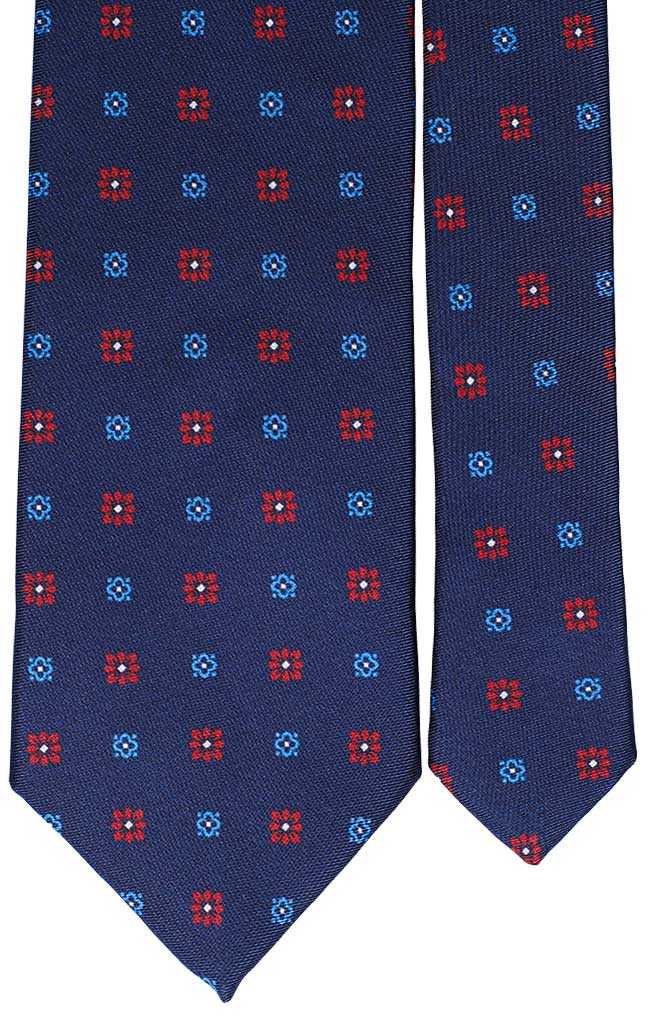 Cravatta Uomo Stampa Blu Fantasia Celeste Bianco Made in Italy Graffeo Cravatte Pala