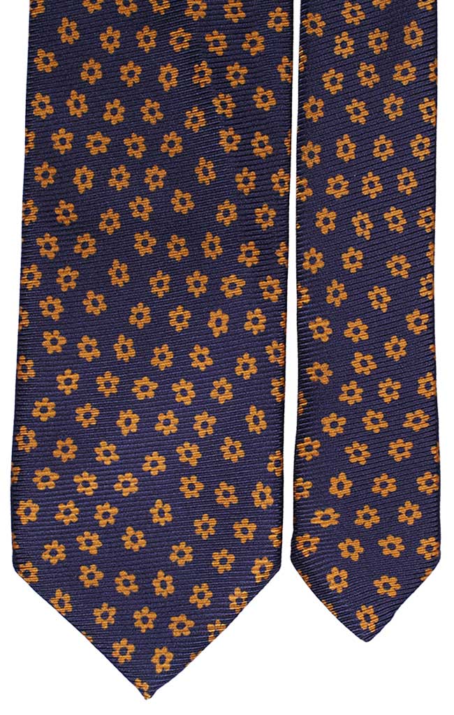 Cravatta Uomo Stampa Blu Navy Fantasia Floreale Arancione Made in Italy Graffeo Cravatte Pala