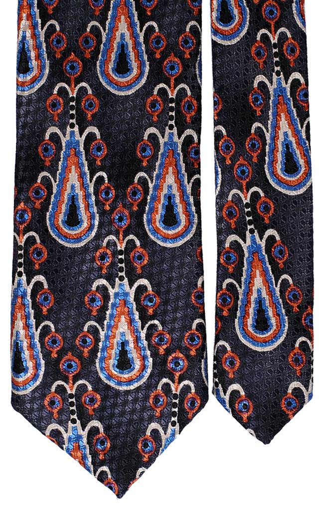 Cravatta Uomo Stampa Blu Notte Effetto Cangiante Grigio Fantasia Bianca Celeste Arancione Made in italy Graffeo Cravatte Pala