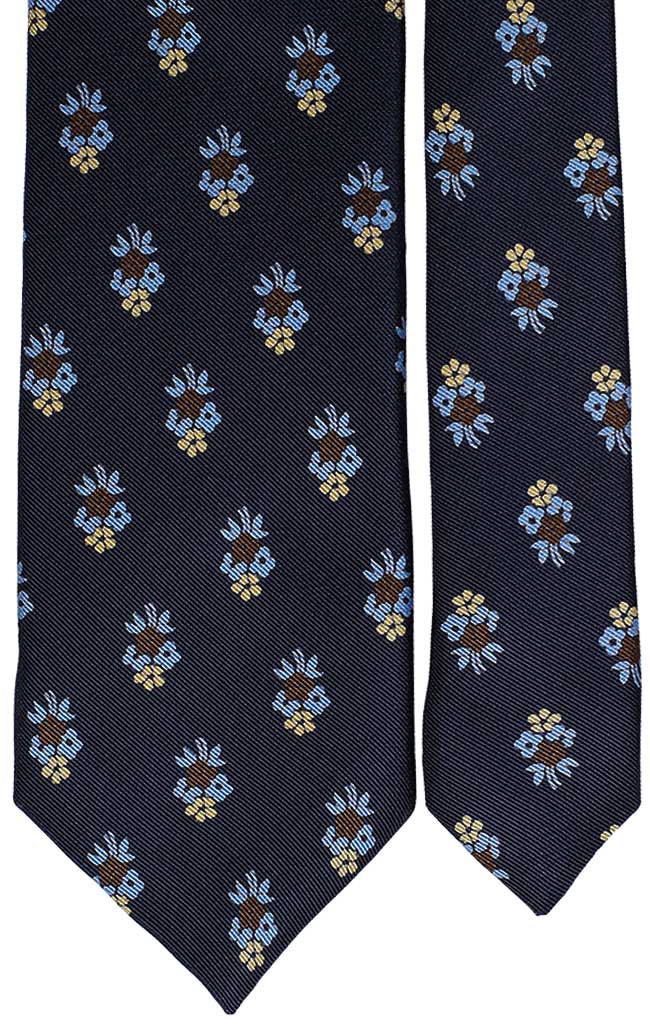 Cravatta Uomo Stampa Blu con Fantasia Floreale Celeste Marrone Gialla Made in Italy Graffeo Cravatte Pala