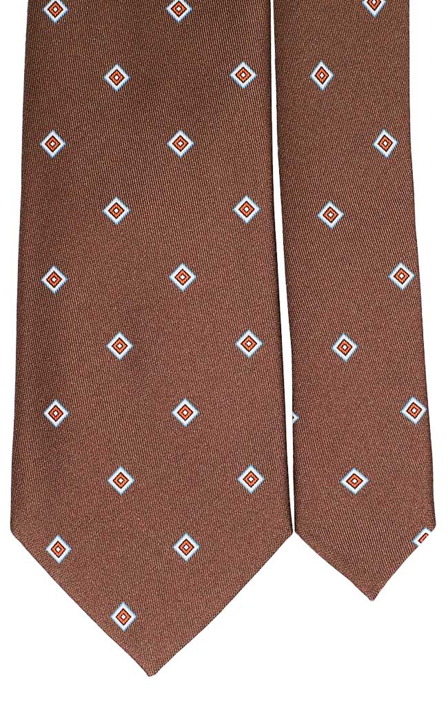 Cravatta Uomo Stampa Marrone Fantasia Bianca Arancione Celeste Made in Italy Graffeo Cravatte Pala