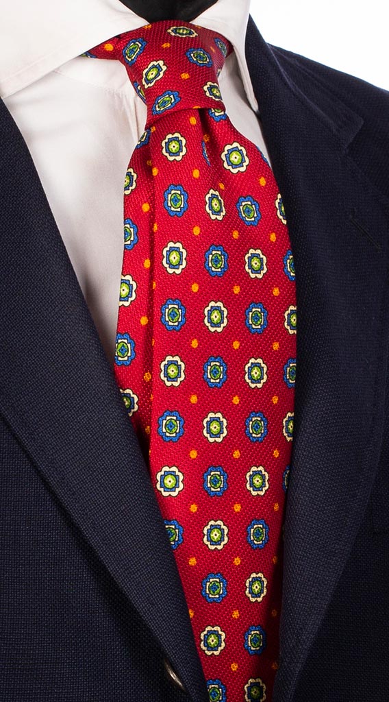 Cravatta Uomo Stampa Rossa Bordeaux Fantasia Bluette Verde Arancione Giallo Made in Italy Graffeo Cravatte