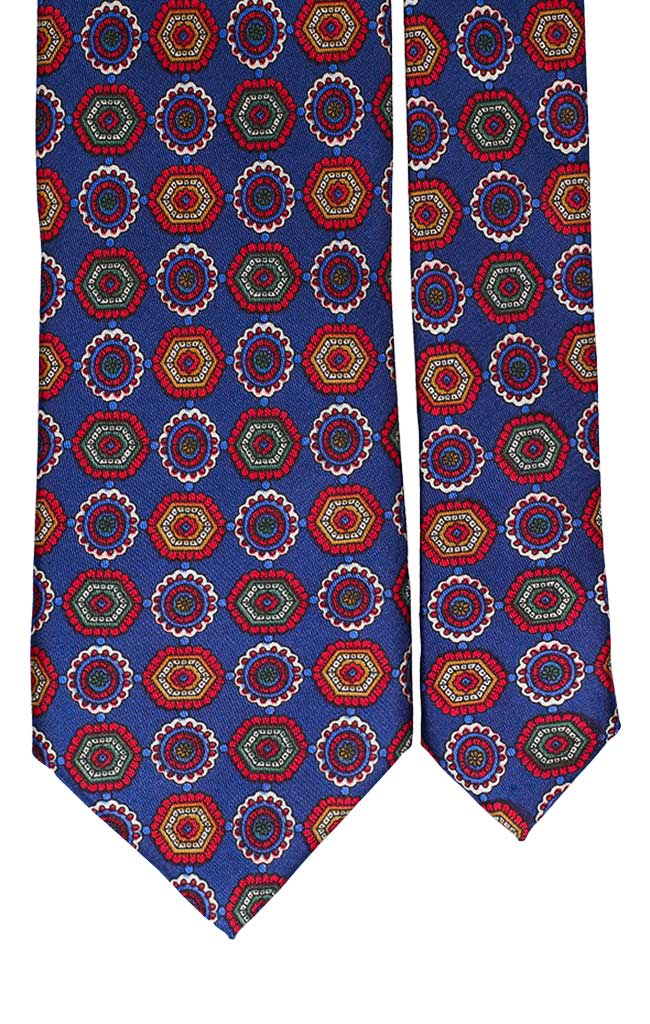Cravatta Uomo Stampa di Seta Bluette Fantasia Multicolor Made in Italy Graffeo Cravatte Pala