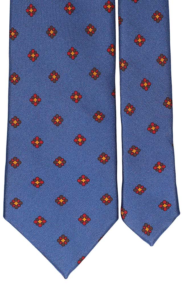 Cravatta Uomo Stampa di Seta Color Jeans Fantasia Marrone Rossa Made in Italy Graffeo Cravatte Pala