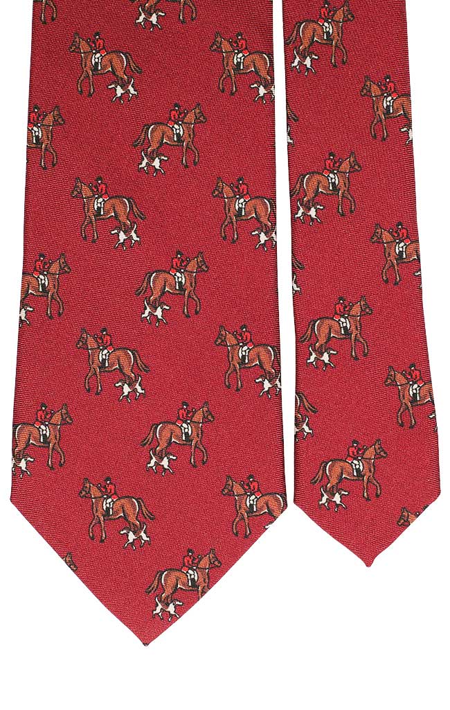 Cravatta Uomo Stampa di Seta Color Prugna con Animali Made in Italy Graffeo Cravatte Pala