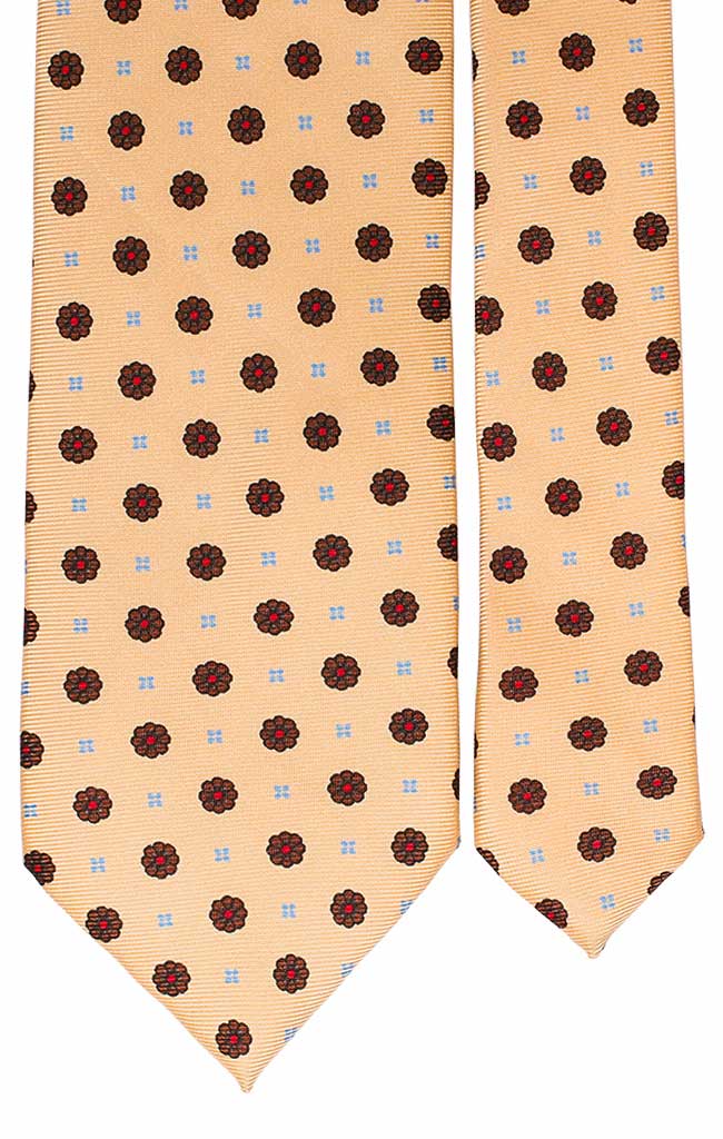 Cravatta Uomo Stampa di Seta Giallo Crema a Fiori Marroni Rosso Celeste Made in Italy Graffeo Cravatte Pala