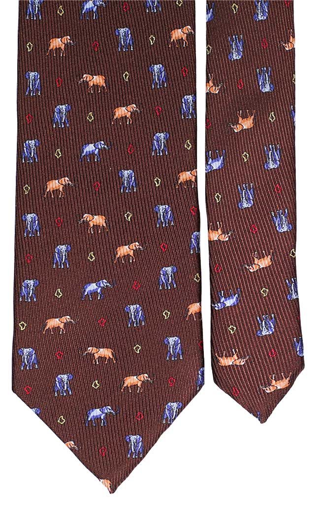 Cravatta Uomo Stampa di Seta Marrone con Animali Made in Italy Graffeo Cravatte Pala
