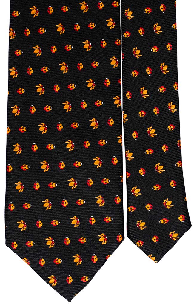 Cravatta Uomo Stampa di Seta Nera con Animali Made in Italy Graffeo Cravatte Pala