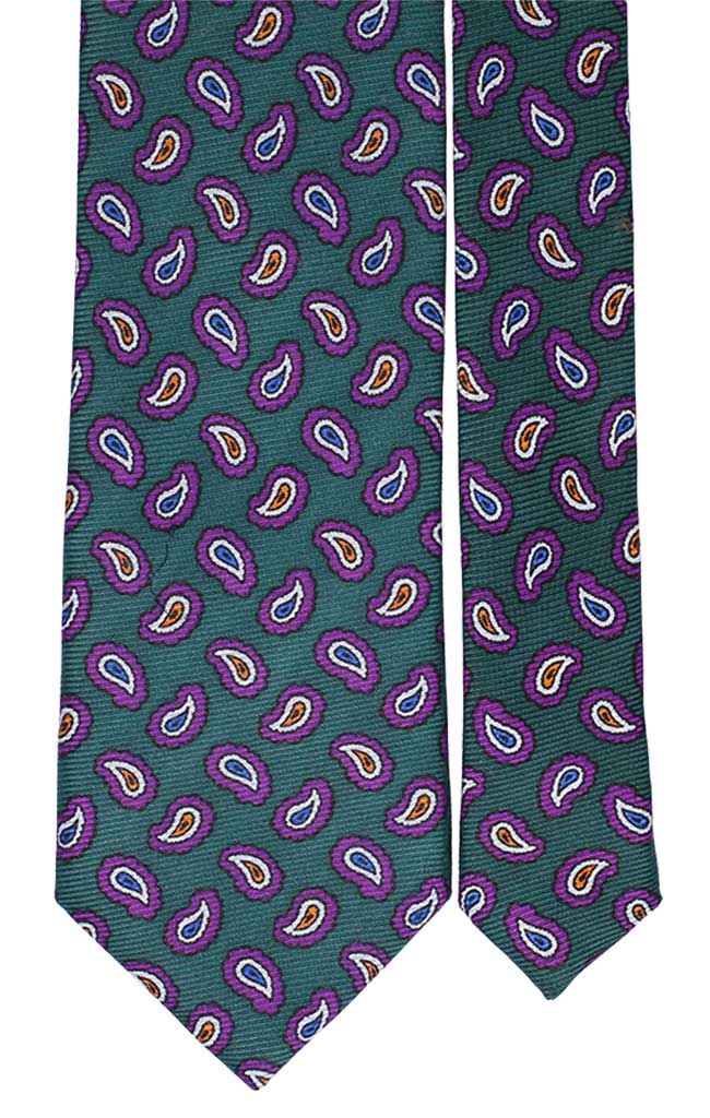 Cravatta Uomo Stampa di Seta Verde Paisley Multicolor Made in Italy Graffeo Cravatte Pala