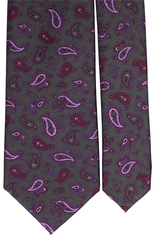 Cravatta Uomo Stampa di Seta Verde Paisley Rosa Viola Bordeaux Made in Italy Graffeo Cravatte pala