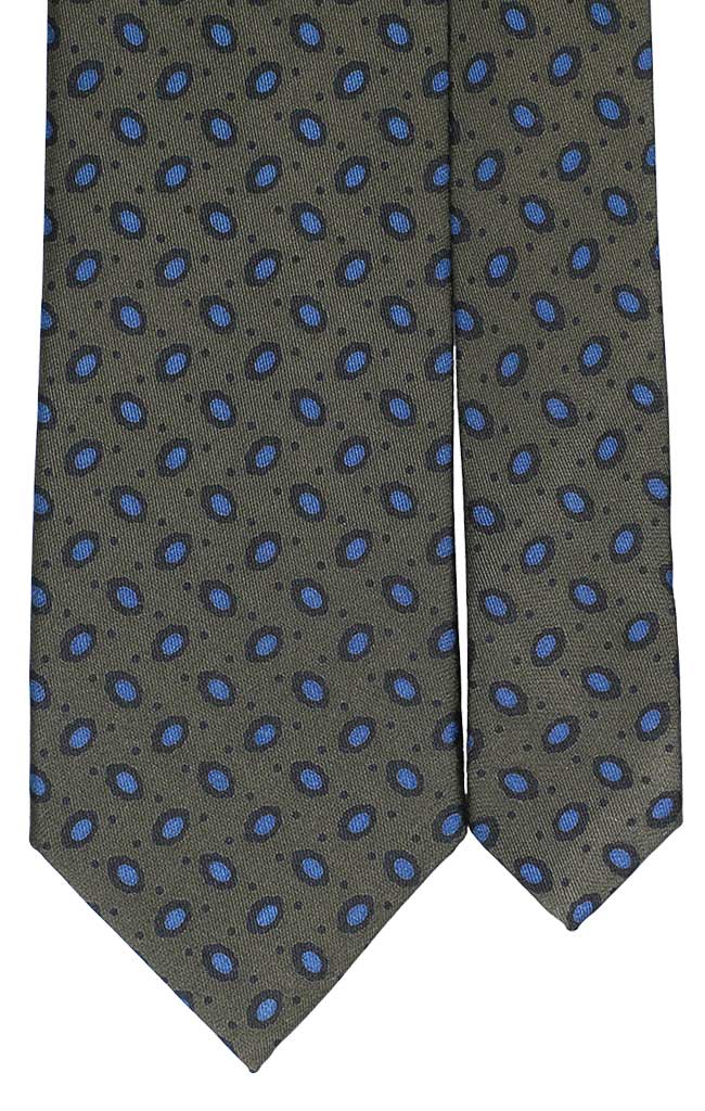 Cravatta Uomo Stampa di Seta Verde Tono su Tono Celeste Made in Italy Graffeo cravatte pala