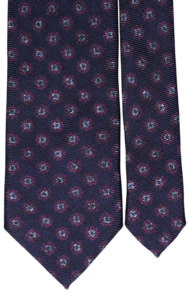 Cravatta Uomo di Seta Stampa Blu Fantasia Viola Celeste Blu Made in Italy Graffeo Cravatte Pala