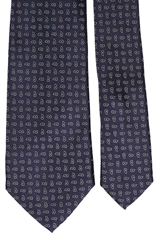 Cravatta Uomo per Cerimonia di Seta Blu Paisley Bianco Made in Italy Graffeo Cravatte Pala