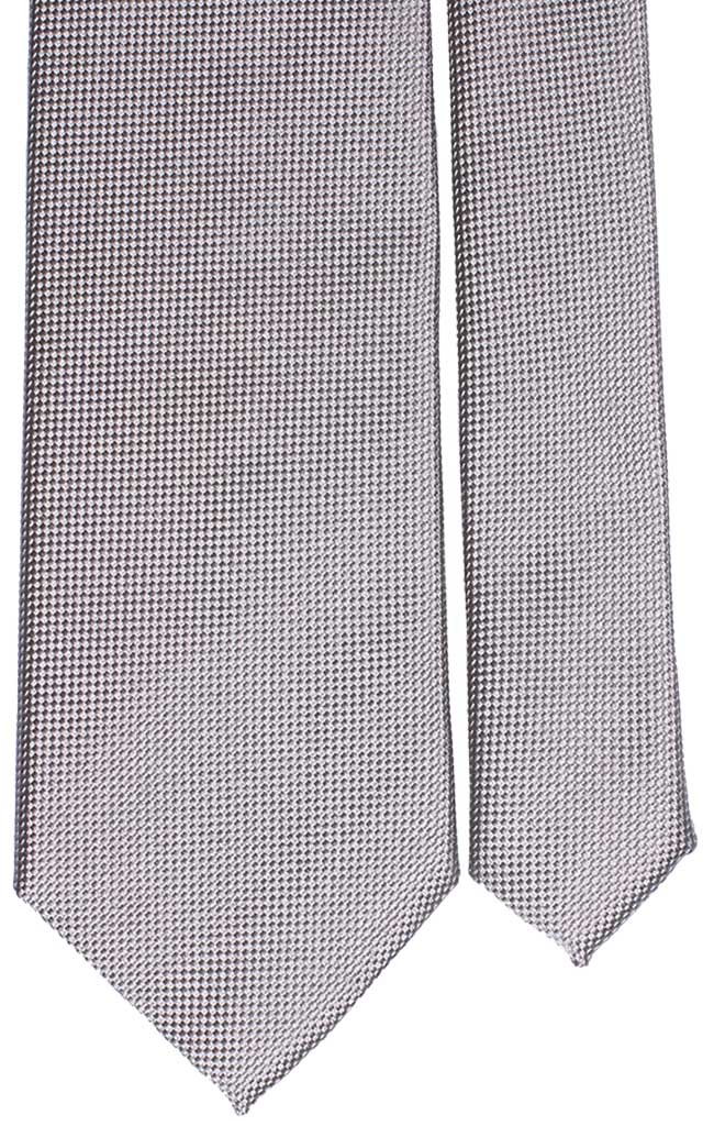 Cravatta Uomo per Cerimonia di Seta Grigio Argento Fantasia Tono su Tono Bianca Made in Italy Graffeo Cravatte Pala