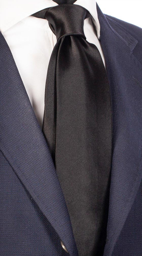 Cravatta Uomo per Cerimonia di Seta Nera di Raso Tinta Unita Made in Italy Graffeo Cravatte