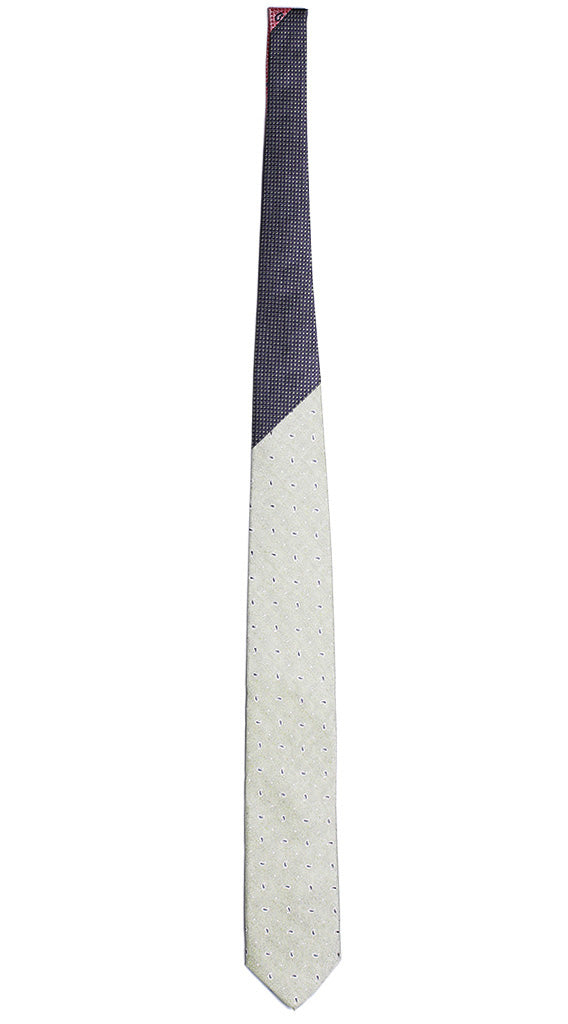 Cravatta Verde Chiaro Paisley Blu Bianco Nodo a Contrasto Blu Micro Fantasia Verde Made in Italy Graffeo Cravatte Intera