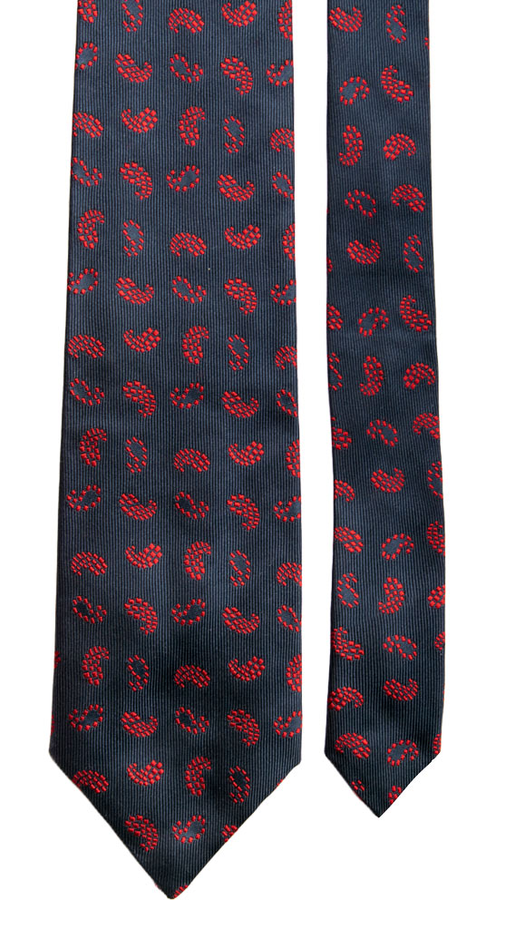 Cravatta Vintage di Seta Blu Paisley Rossi Made in Italy Graffeo Cravatte Pala