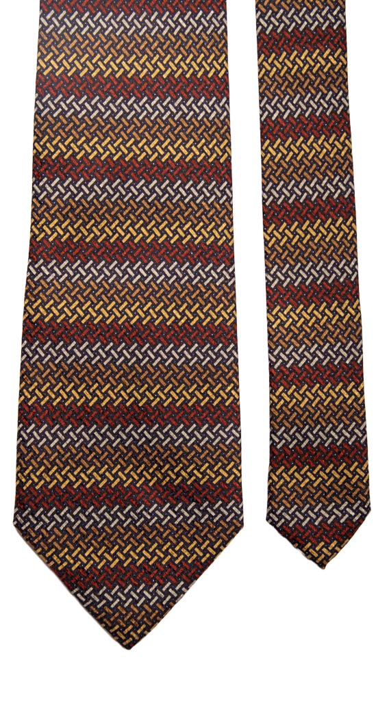 Cravatta Vintage di Seta Jacquard Blu a Fantasia Multicolor Made in Italy Graffeo Cravatte Pala