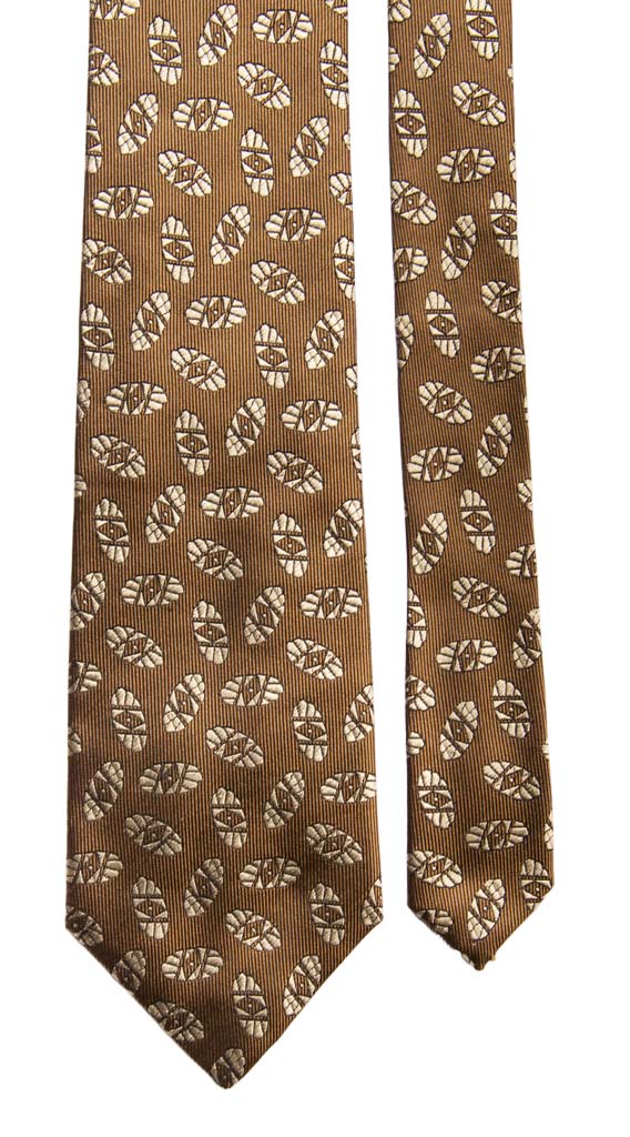 Cravatta Vintage di Seta Marrone Fantasia Champagne Made in Italy Graffeo Cravatte Pala