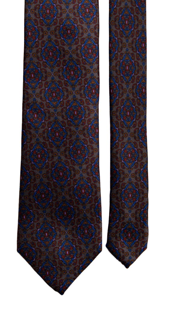 Cravatta Vintage in Twill di Seta Grigia Antracite Fantasia Multicolor Made in Italy Graffeo Cravatte Pala