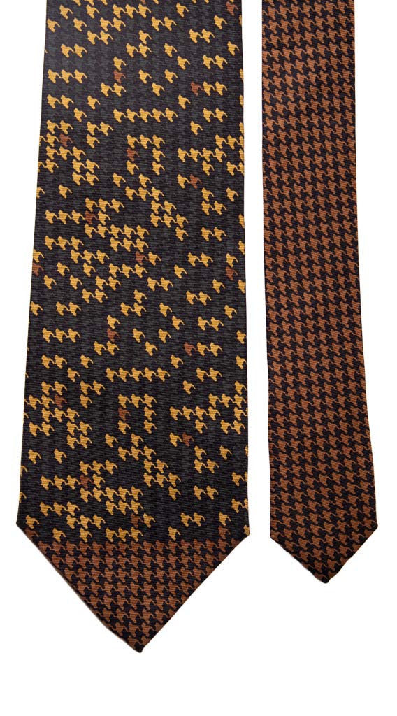 Cravatta Vintage in Twill di Seta Pied de Poule Verde Fantasia Nodo in Contrasto Made in Italy Graffeo Cravatte Pala