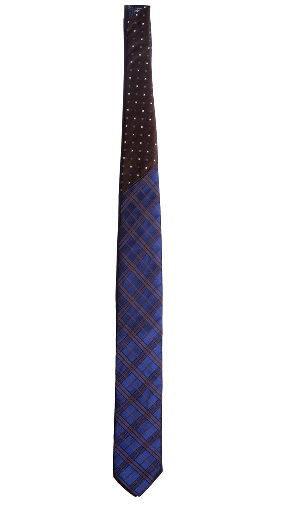 Cravatta Viola a Quadri Marroni Nodo in Contrasto Marrone Fantasia Viola Bianco Made in Italy Graffeo Cravatte Intera