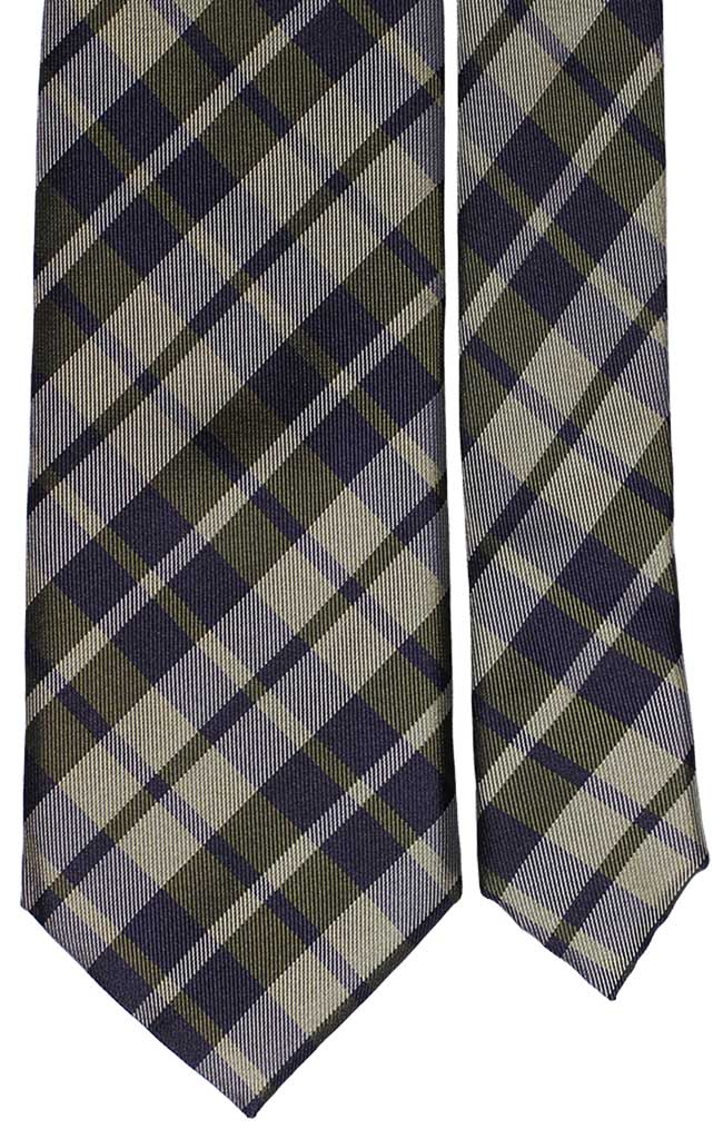 Cravatta a Quadri di Seta Verde Righe Blu Bianche Made in Italy Graffeo Cravatte Pala