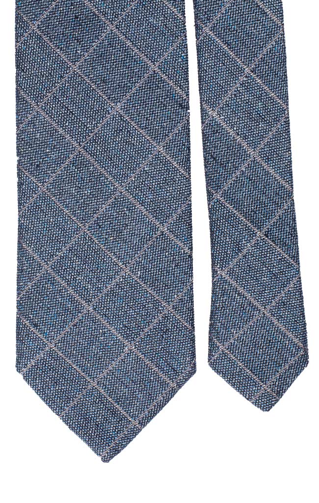 Cravatta a Quadri in Seta Lino Turchese Grigio Made in Italy Graffeo Cravatte Pala